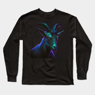 Zombie Goat, Neon Lights style Long Sleeve T-Shirt